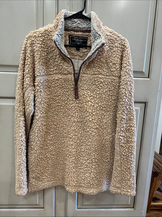 True Grit Jackets & Blazers - True Grit Men's Beige Sherpa Half-Zip Pullover